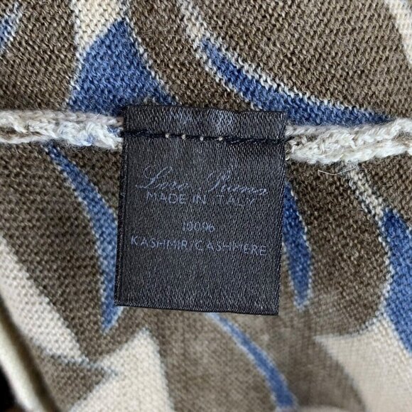 LORO PIANA Brown Floral 100% Cashmere Long Sleeve V-Neck Sweater Size 42 - Picture 5 of 6